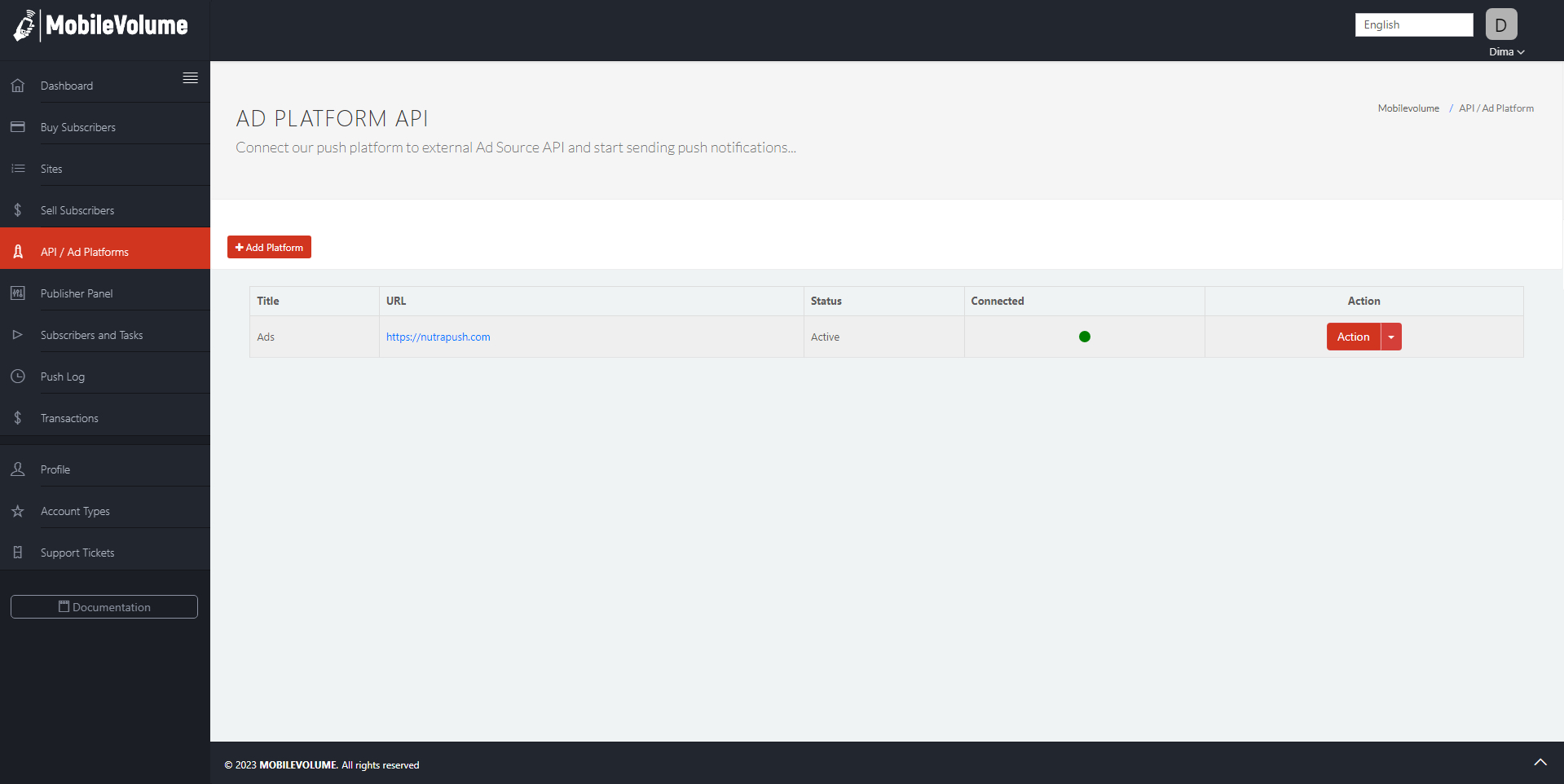 Bağlı API'lerin test edilmesi sayfası https://mobilevolume.com